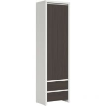 Petits-meubles - Armadio 1 anta 2 cassetti Soren bianco e marrone scuro 200,5cm