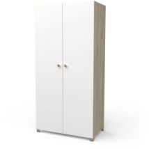 armadio 2 ante "izzy" colore quercia e bianco opaco, 90,3x51,7x185,7 cm