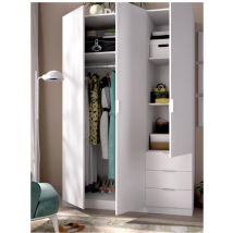 Befara – Armadio 3 ante e 3 cassetti Nove – Altezza 184 cm, Larghezza 121 cm, Profondità 52 cm – Arredo casa