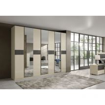 Armadio 7 Ante beige laccato lucido c/3 specchi l 320 - Alfa