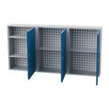 Bedrunka+hirth - Armadio a muro H750xL1500xD200mm ante in lamiera piena acciaio grigio chiaro/blu bedru