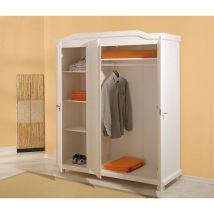 Armadio bastian 3 ante + ripiani 150x56x180h pino massello verniciato ad acqua - Inter Link