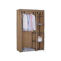 Armadio cabina guardaroba in tessuto tnt crema beige 110X46H175 cm scaffale interno 5 piani asta appendi grucce struttura in acciaio e chiusura a zip