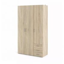 Ac Marca - armadio 'space' con 3 ante e 3 cassetti effetto quercia, 115,8x49,50x200,40h cm