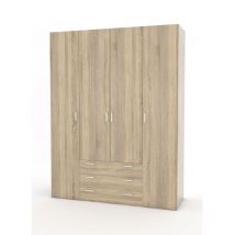 Ac Marca - armadio 'space' con 4 ante 3 cassetti effetto quercia, 154x49,5x200,4h cm