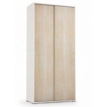 Mobile con doppia anta scorrevole e quattro ripiani regolabili Bianco Rovere