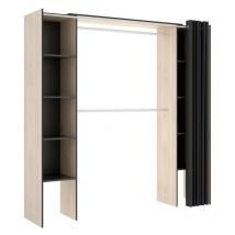 Dekit - Armadio guardaroba allungabile con tenda L110/180 cm Rovere e Antracite dorian