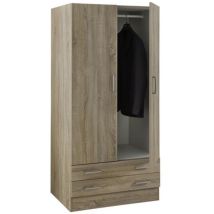 Armadio 2 Ante Con 2 Cassetti Cm. 80x52x184h Rovere Sonoma Super Offerta