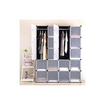 Armadio in Plastica,Scaffale Componibile con Ante,147×37×183cm,nero