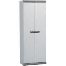 Gardiun - Armadio Alto da Giardino in Resina Coimbra 2 62,5x39x169 cm con 2 ante e 3 ripiani regolabili in altezza, colore grigio