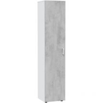 Habitdesign - Armadio multiuso, Mobile ausiliario a 1 anta e 3 ripiani, Guardaroba moderno, Mobile alto a colonna, cm 41x37h182, Cemento e Bianco