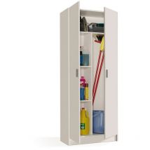 Armadio multiuso armadietto mobile bagno casa garage 2 ante 5 ripiani BIANCO 73 X 37 X 180 cm 7142O