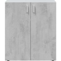 Habitdesign - Armadio multiuso, Mobile ausiliario basso, Scarpiera a 2 ante battenti e 1 ripiano, Mobile portascarpe, cm 80x37h92, Cemento e Bianco