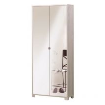 Sarmog - Armario multiusos slim con dos puertas de espejo ocho baldas Olmo Claro 83x29x h190 cm