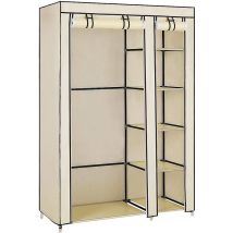 WYCTIN Armadio in Tessuto Salvaspazio 110x45x175 cm Beige – Tubi Metallici – 2.53 kg – Carico massimo 25 kg
