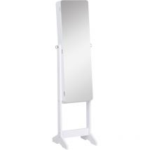 Armadio Portagioie e Trucchi con Specchio e Illuminazione led Automatica Bianco 30x146x36 cm