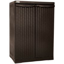 Trioplast - Armadio mobile in resina effetto rattan marrone wenghe' basso 65x45x93 italy