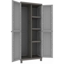 Terry - Armadio da esterno 2 Ante + Divisorio verticale + 3 Ripiani - Grigio 68x39xh170 cm 3680