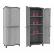 Armadio da Esterno con 2 Ante + 3 Ripiani regolabili - Grigio 68x39xh170 cm 2680