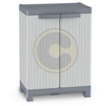 Terry - Armadio per Esterno con 2 Ante + 2 Ripiani + 2 Vaschette - Grigio 70x44xh98 cm Wave 700UW