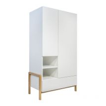 Armario 2 puertas 1 cajón Kocot Kids Victor - Blanco y Roble