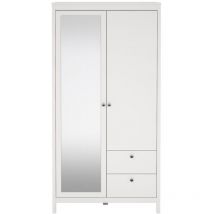 Furniture To Go - Armario 2 puertas (1 con espejo) y 2 cajones blanco H199 cm - barcelone