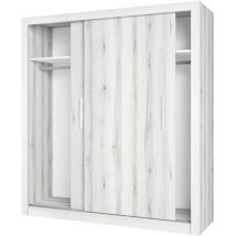 Mueble Armario para Habitación Dormitorio Sava Estilo Contemporáneo en Color Blanco Albo con 2 Puertas Correderas 182x201 cm