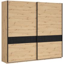 Petits-meubles - Armario 2 puertas deslizantes Elijah Madera y Negro
