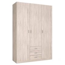 Armario ropero Roma 3 puertas 3 cajones dormitorio habitación color sahara moderno mueble 150x215 cm