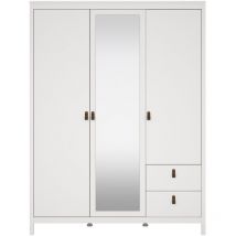 Furniture To Go - Armario 3 puertas (1 con espejo) y 2 cajones blanco L150 cm - barcelone
