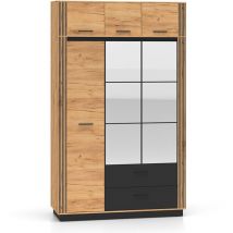 Armario 3 puertas 2 cajones con extensión Solal Madera y Negro