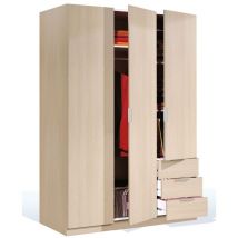 Armario 3 puertas 3 cajones roble