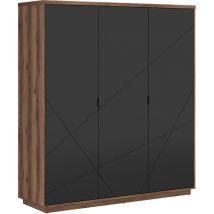 Armario 3 puertas Sven Negro y Madera