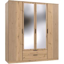 Wimex - Armario 4 puertas abatibles con 1 espejo y 2 cajones L180 cm - luebeck