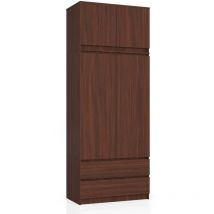 Armario Akord S90 con altillo Wenge 90 cm 2 puertas 2 cajones frente en color Wenge 6 estantes 90x51x234 cm