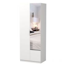 Armario Alto Con Espejo Ghost Estilo Moderno Color Blanco Mate 203x79 Cm