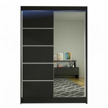 Mobilier1 - Armario Closico 149, Negro, 200x120x58cm, Puertas de armario: Correderas, Número de estantes: 0, led