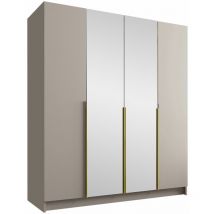 Mobilier1 - Armario Closico 191, Cachemira + Dorado, 215x200x58cm, Puertas de armario: Con bisagras, Número de estantes: 0