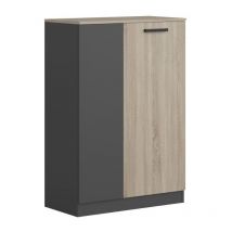 Miroytengo - Armadietto ausiliario da ufficio Blacky a 2 ante stile industriale rovere Sonoma e grigio antracite 80x116x40 cm