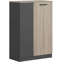 Miroytengo - Meuble d'appoint de bureau Blacky 2 portes style industriel chêne Sonoma et gris anthracite 80x116x40 cm