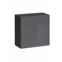 Lettiemobili - Armario colgante Vitrina Mueble de Salón Armario de pared 1 puerta 60x60x30cm Modelo Berit 60x60 Gris brillo