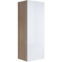 Armario colgante Vitrina Mueble de Salón Armario de pared 1 puerta 40x126x29cm Modelo Luke V1 Sonoma mate y Blanco brillo