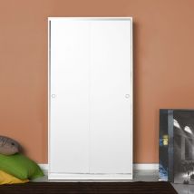 Veriaffari.it - Armario con 2 puertas correderas 5 estantes blanco y sonoma cm 94x52xh.182