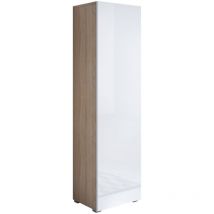 Lettiemobili - Armario con Patas 2cm Vitrina Mueble de Salón Armario de pared 1 puerta 40x167x29cm Modelo Luke V4 Sonoma mate y Blanco brillo