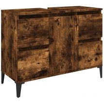 Jinlefu - Armario de lavabo madera contrachapada roble ahumado 80x33x60cm vidaXL