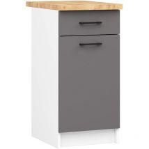 Armario de cocina Akord S40 con encimera oliwia Blanco 40 cm 1 puerta 1 cajón frente en color Gris Grafito 40x46x85 cm
