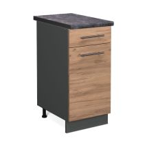 Mueble bajo de cocina Fame-Line, Roble dorado, 40 cm , et Antracita Vicco