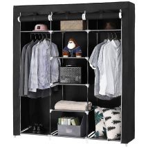 Aqrau - Armario de Tela Plegable Ropa Organizador Closet portátil Guardarropa negro