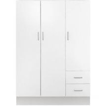 Armario 3 puertas Calahorra, Muebles de dormitorio, Vestidor cerrado, Perchero con 3 puertas y 2 cajones, 120x50h170 cm, Blanco