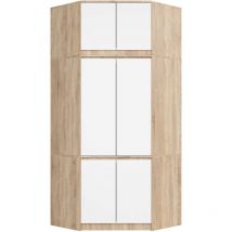 Armario esquinero con altillo Akord S100 Roble Sonoma 100 cm con 6 puertas y 9 estantes acabado en Blanco 100x50x234 cm